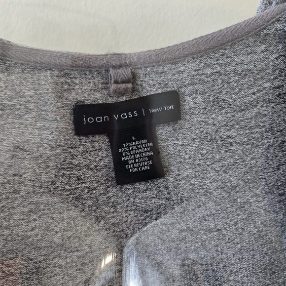 Joan Vass Hoodie Cardigan Gray Women's Sweater - Picture 3 of 5
